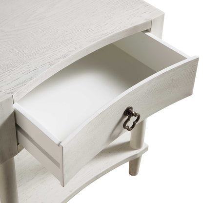Table de chevet concave Thalia à 1 tiroir, blanc délavé