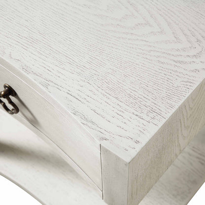Table de chevet concave Thalia à 1 tiroir, blanc délavé