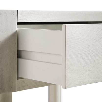 Table de chevet concave Thalia à 1 tiroir, blanc délavé