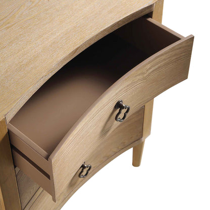 Table de chevet concave à 3 tiroirs Thalia, naturel