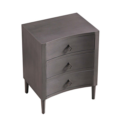 Table de chevet concave à 3 tiroirs Thalia, chêne argenté