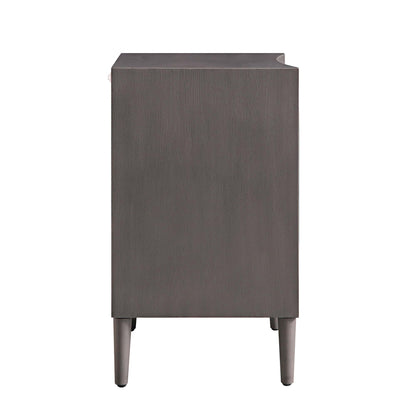 Table de chevet concave à 3 tiroirs Thalia, chêne argenté