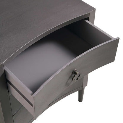Table de chevet concave à 3 tiroirs Thalia, chêne argenté