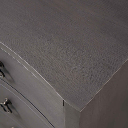 Table de chevet concave à 3 tiroirs Thalia, chêne argenté