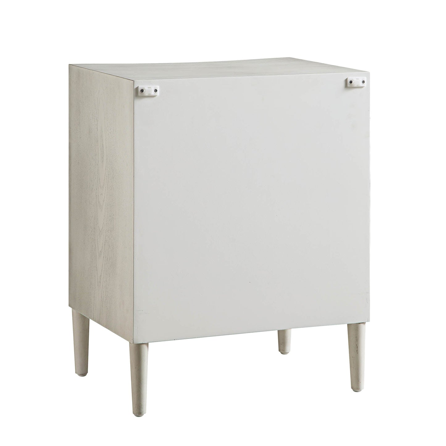 Table de chevet concave Thalia à 3 tiroirs, blanc délavé