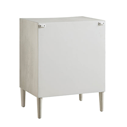 Table de chevet concave Thalia à 3 tiroirs, blanc délavé