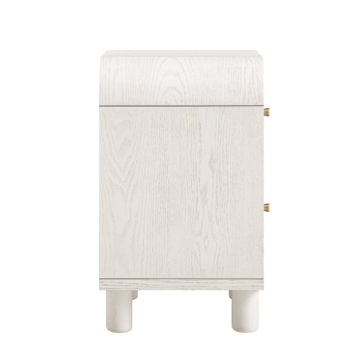 Table de chevet Maude à 2 tiroirs, frêne blanc lavé avec raphia