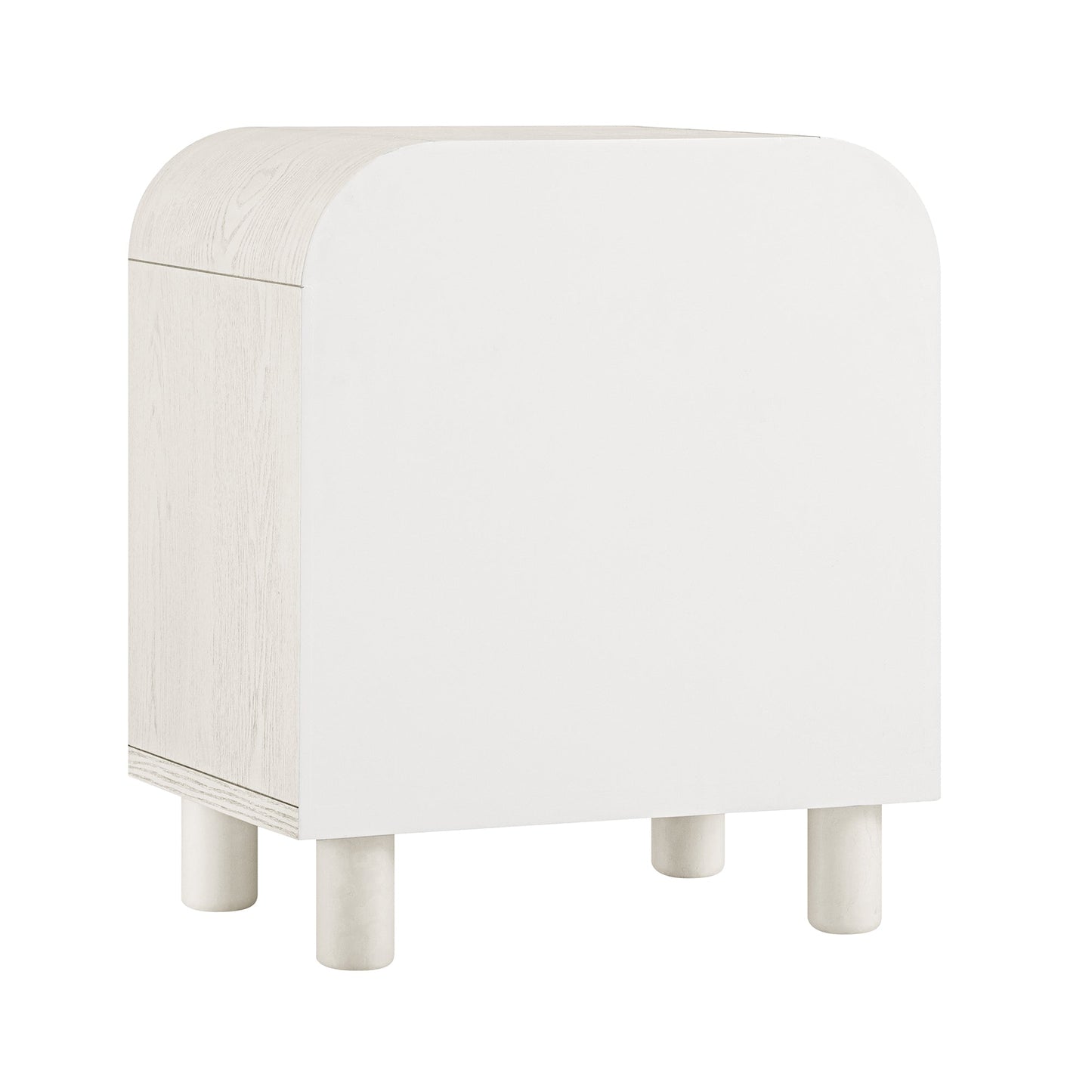 Table de chevet Maude à 2 tiroirs, frêne blanc lavé avec raphia