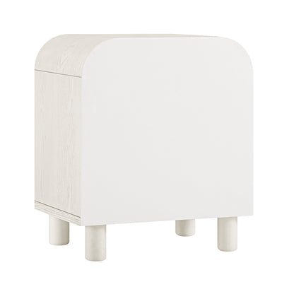 Table de chevet Maude à 2 tiroirs, frêne blanc lavé avec raphia