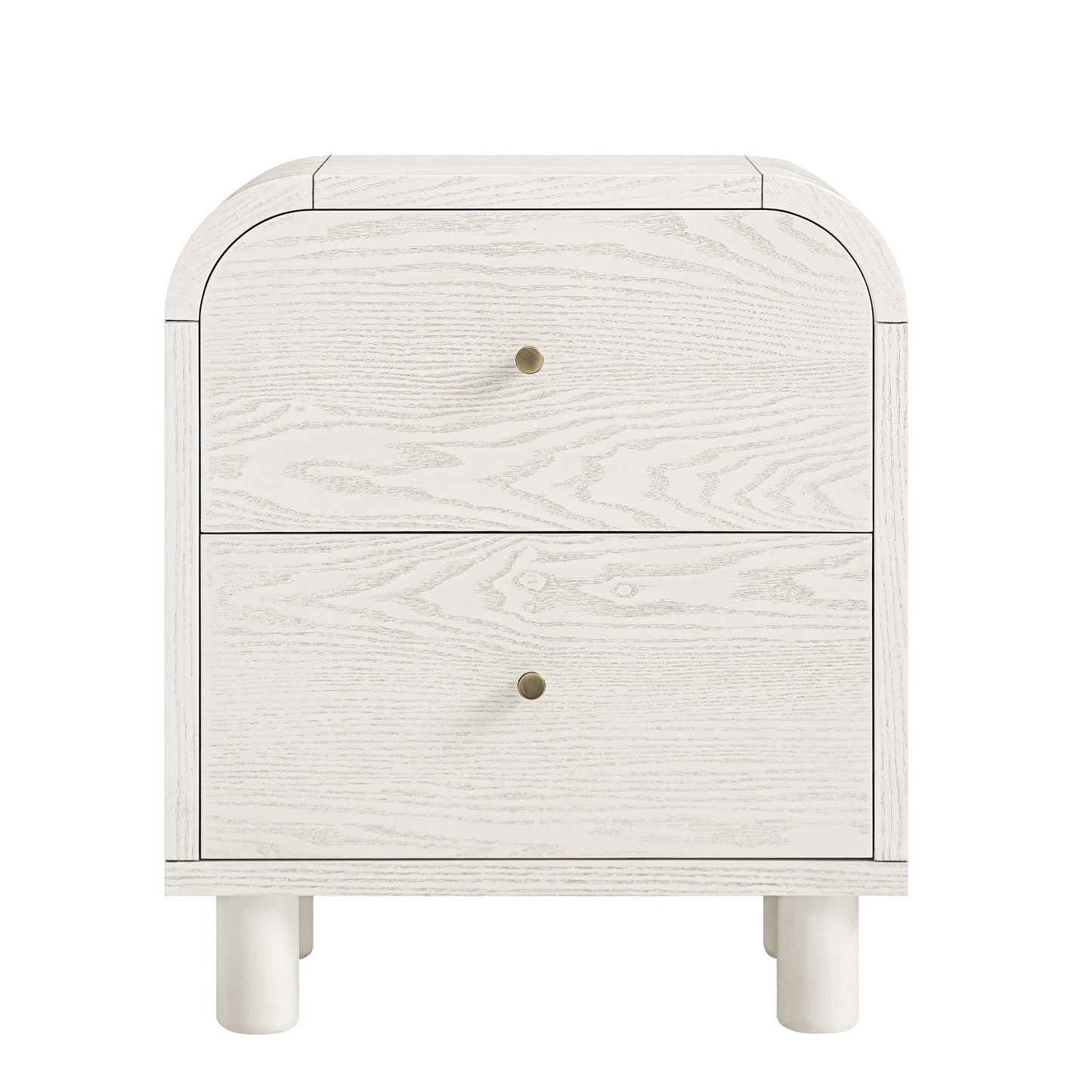 Table de chevet Maude à 2 tiroirs, frêne blanc délavé