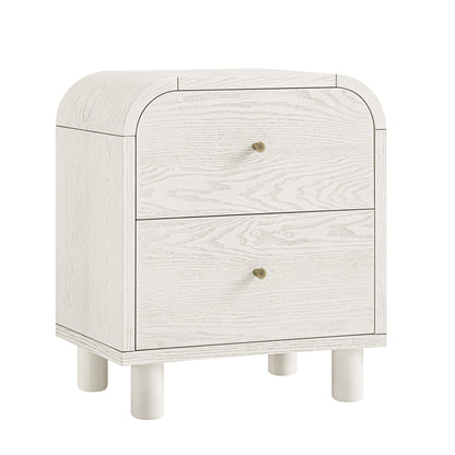 Table de chevet Maude à 2 tiroirs, frêne blanc délavé
