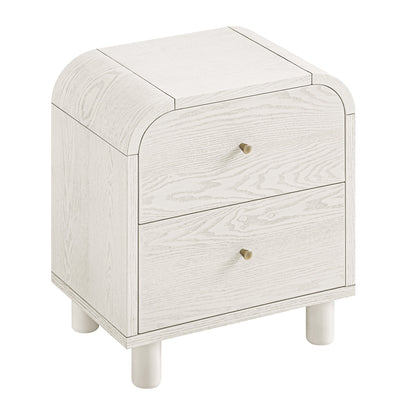Table de chevet Maude à 2 tiroirs, frêne blanc délavé