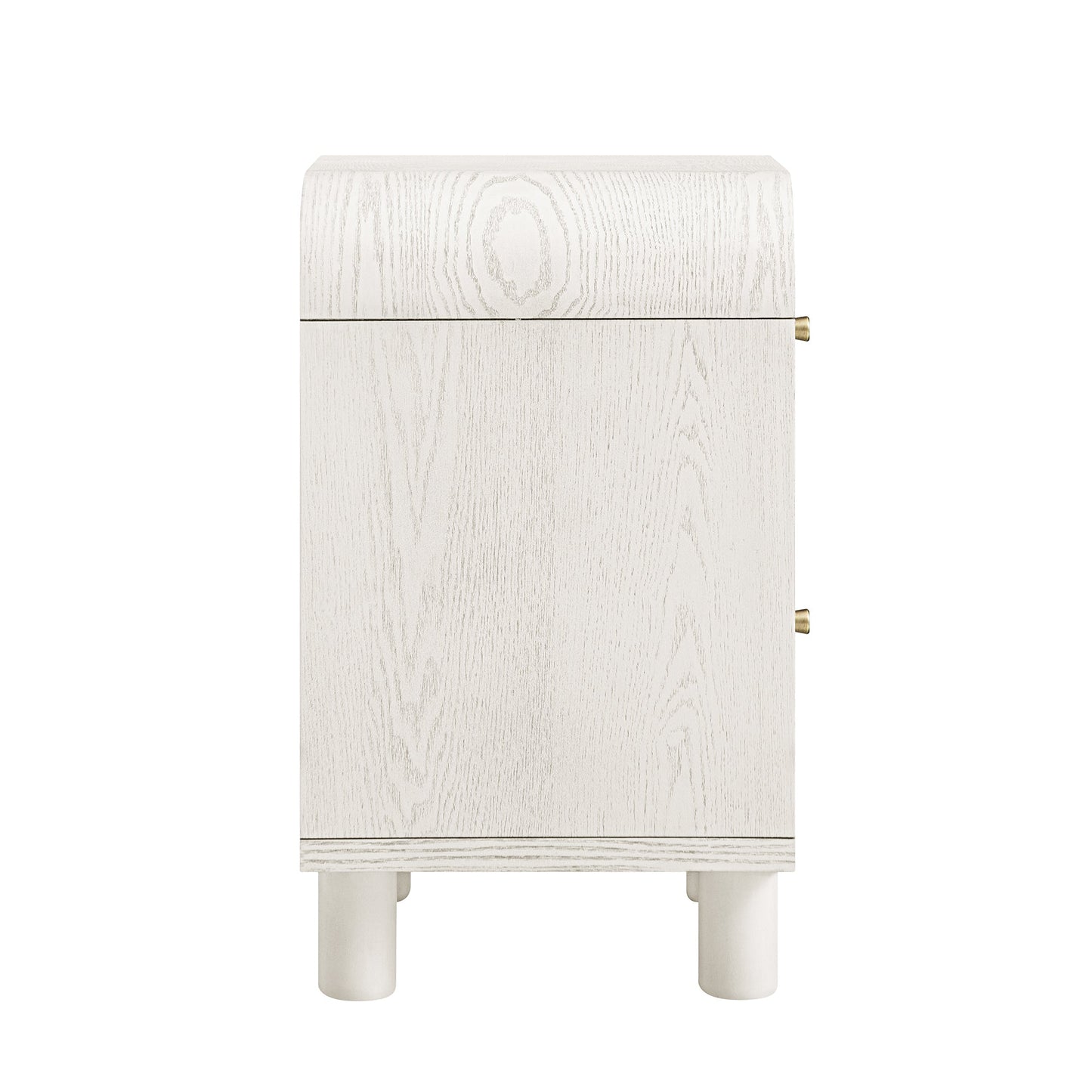 Table de chevet Maude à 2 tiroirs, frêne blanc délavé