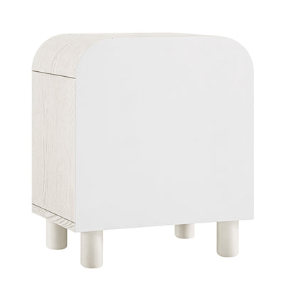 Table de chevet Maude à 2 tiroirs, frêne blanc délavé