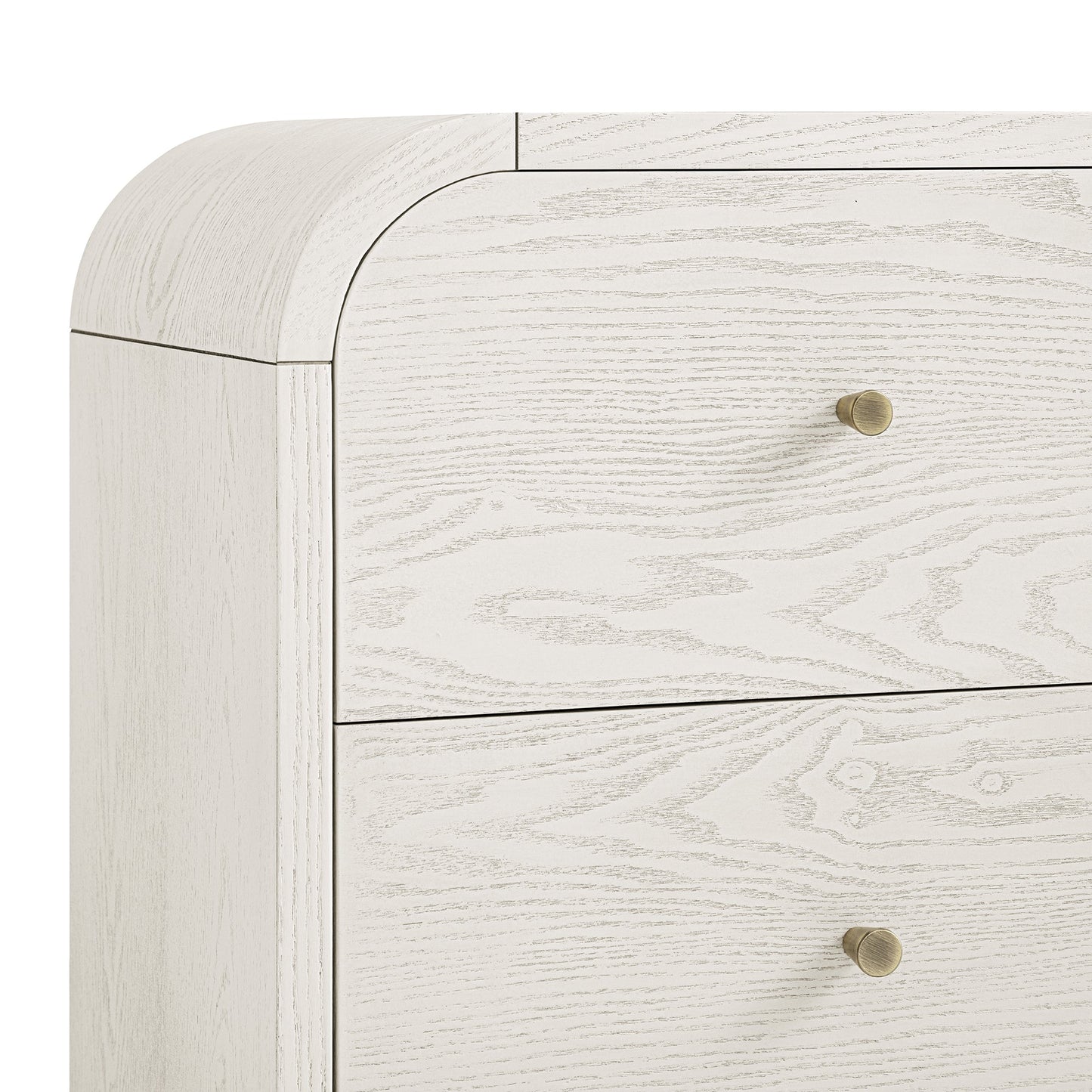Table de chevet Maude à 2 tiroirs, frêne blanc délavé