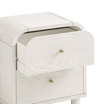 Table de chevet Maude à 2 tiroirs, frêne blanc délavé