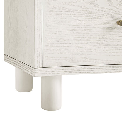Table de chevet Maude à 2 tiroirs, frêne blanc délavé
