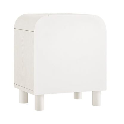 Table de chevet Maude à 1 tiroir, frêne blanc lavé avec raphia