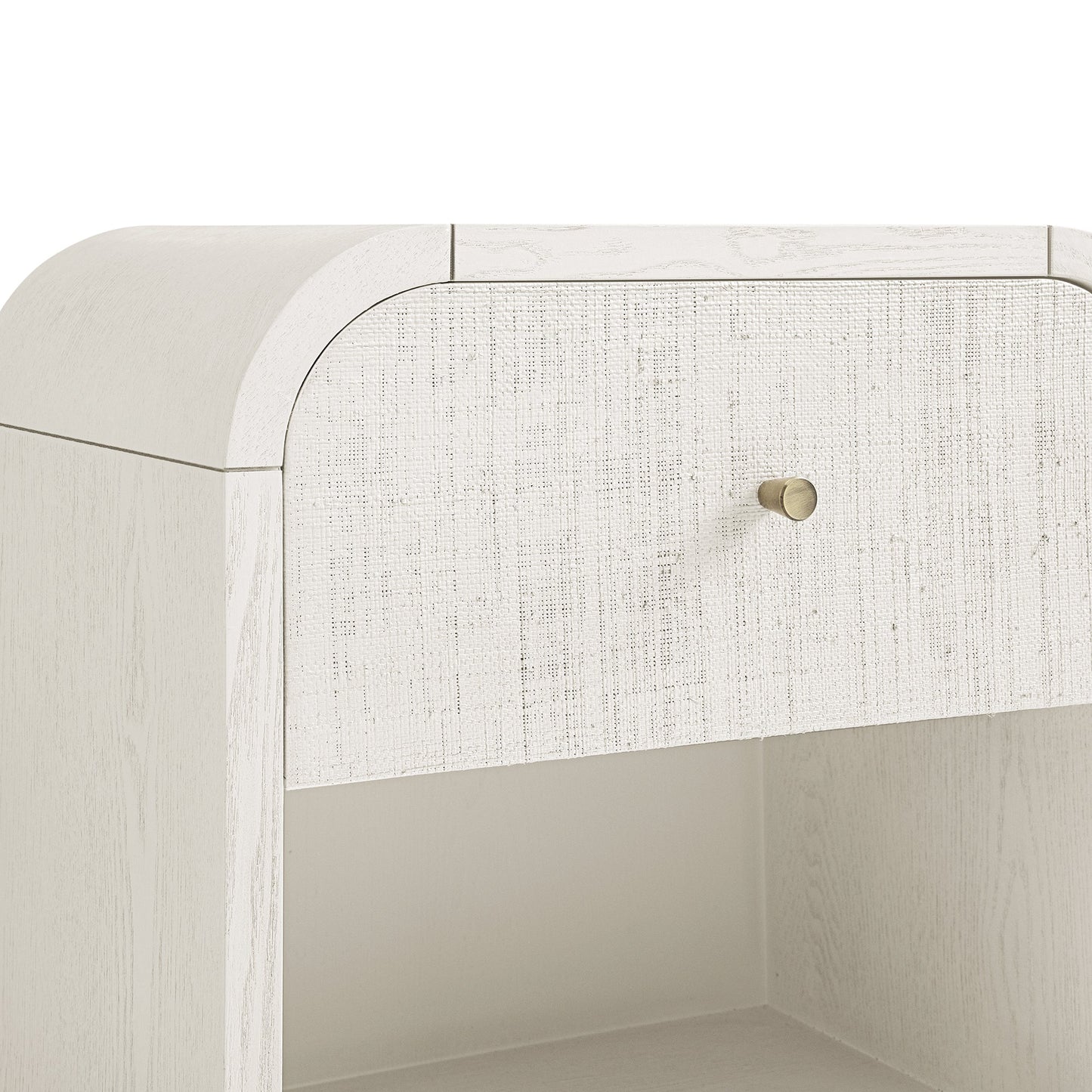 Table de chevet Maude à 1 tiroir, frêne blanc lavé avec raphia
