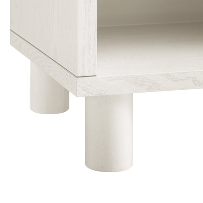 Table de chevet Maude à 1 tiroir, frêne blanc lavé avec raphia