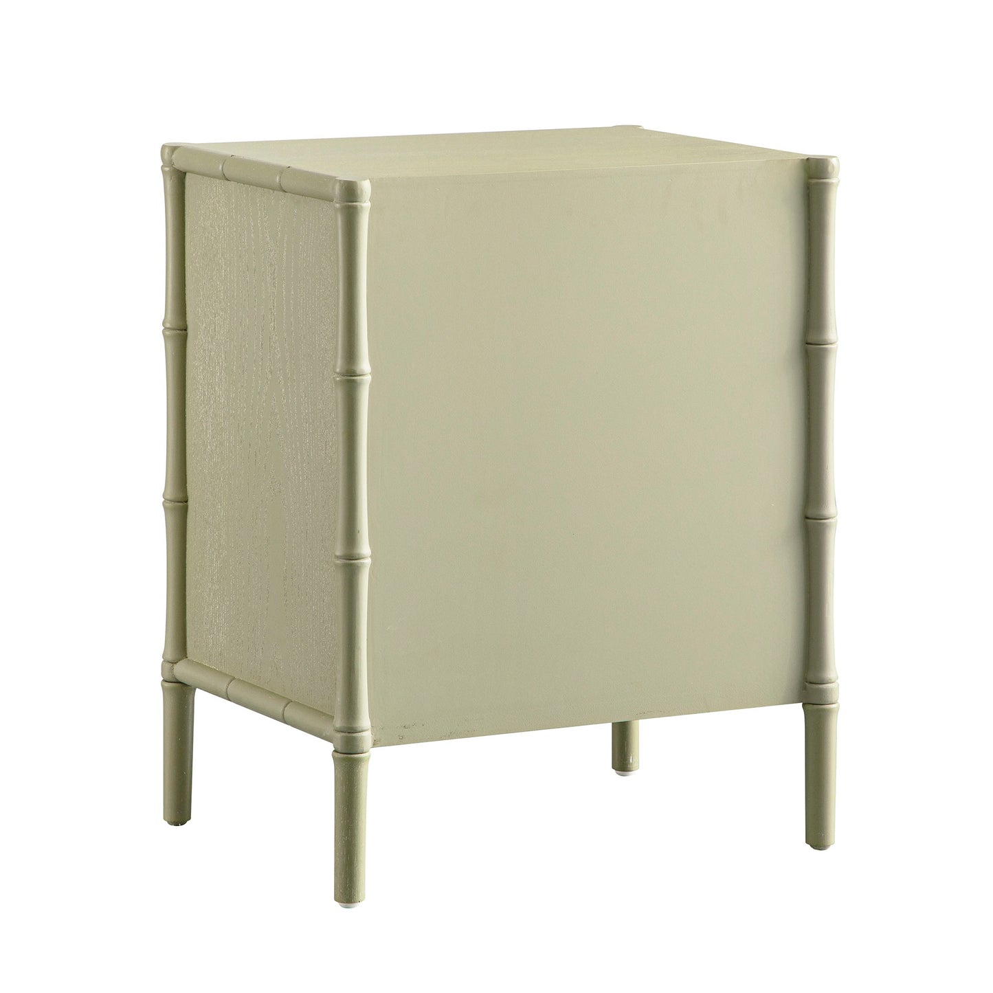 Table de chevet 3 tiroirs Elstowe en imitation bambou, vert sauge