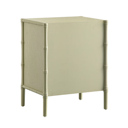 Table de chevet 3 tiroirs Elstowe en imitation bambou, vert sauge