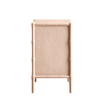 Table de chevet 3 tiroirs Elstowe en imitation bambou, rose nude