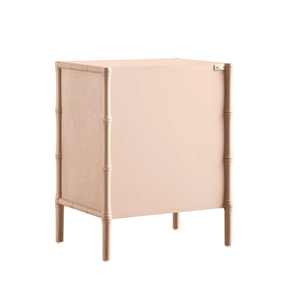 Table de chevet 3 tiroirs Elstowe en imitation bambou, rose nude