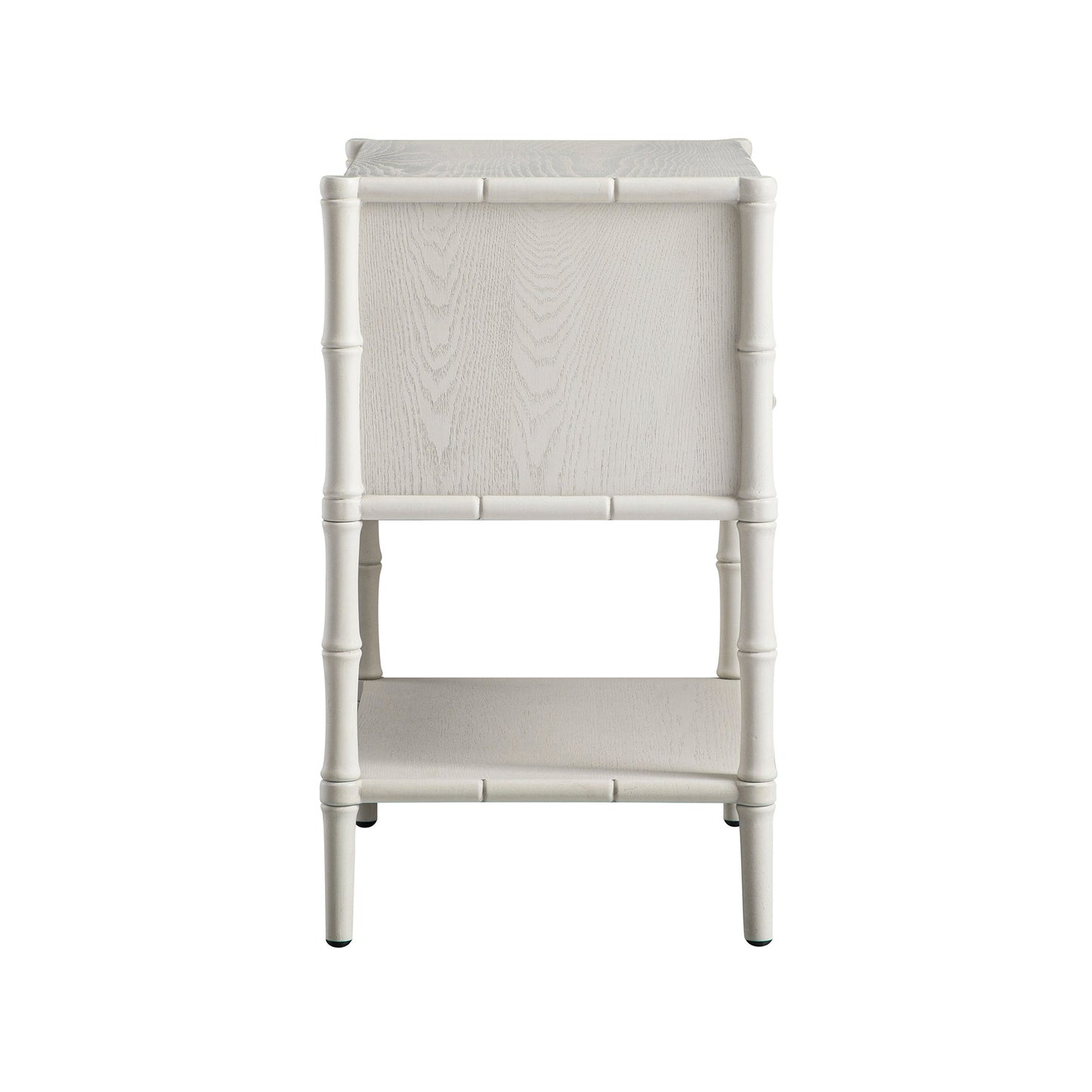 Table de chevet 2 tiroirs Elstowe en imitation bambou, blanc ombré