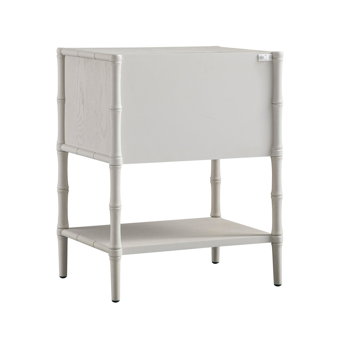 Table de chevet 2 tiroirs Elstowe en imitation bambou, blanc ombré