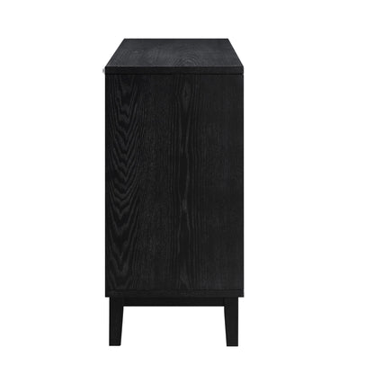 Buffet sculpté Bianca Chip à 2 portes et 3 tiroirs, bronze antique et noir