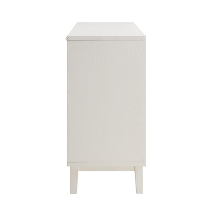 Buffet sculpté Bianca Chip, 2 portes et 3 tiroirs, beige sable et ivoire