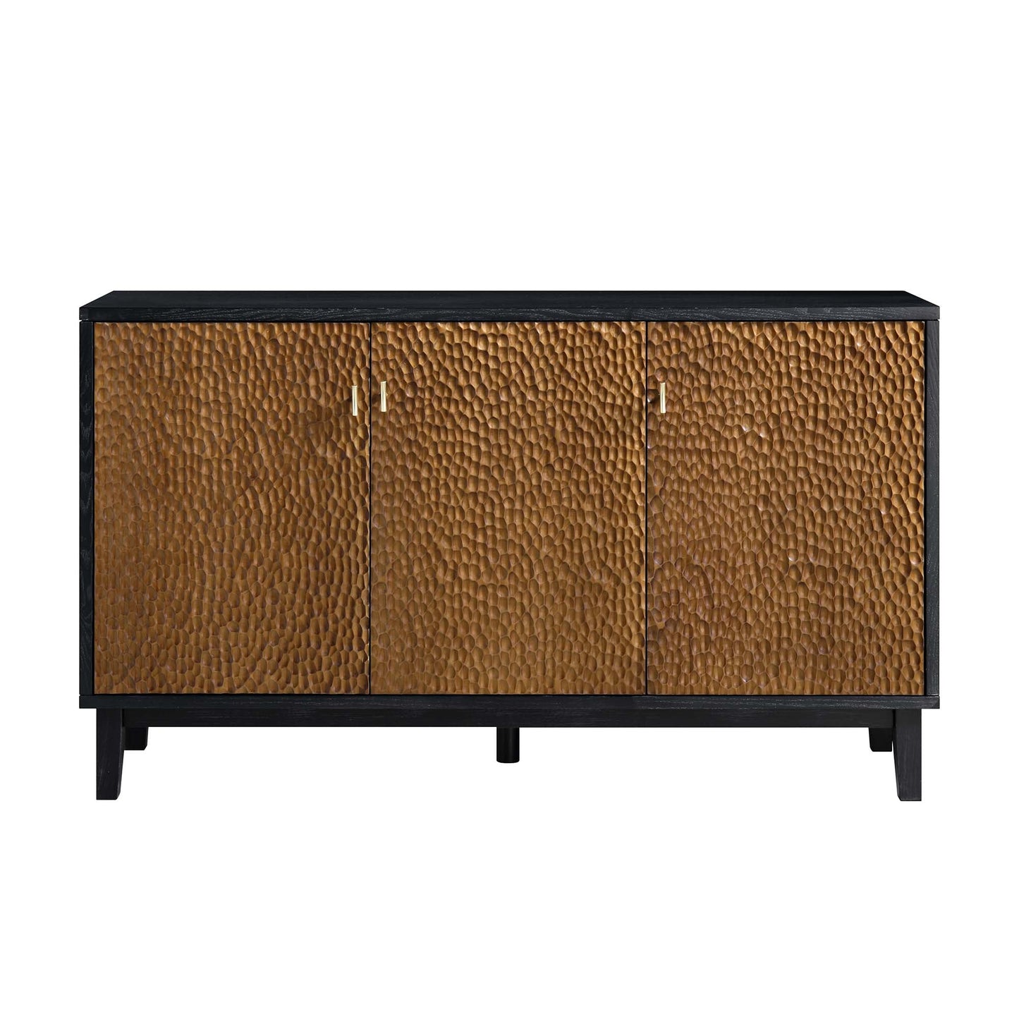 Buffet 3 portes sculpté Bianca Chip, bronze antique et noir