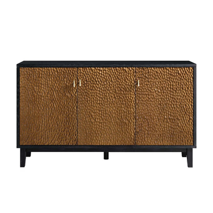 Buffet 3 portes sculpté Bianca Chip, bronze antique et noir