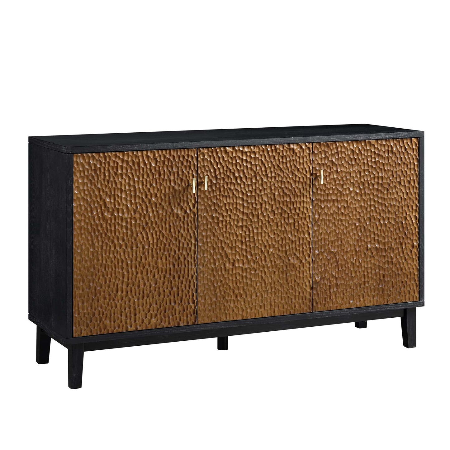 Buffet 3 portes sculpté Bianca Chip, bronze antique et noir