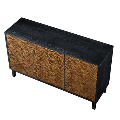 Buffet 3 portes sculpté Bianca Chip, bronze antique et noir