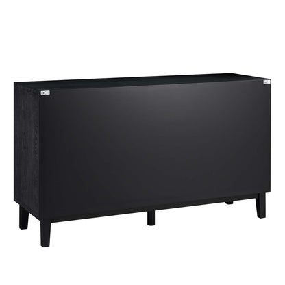 Buffet 3 portes sculpté Bianca Chip, bronze antique et noir