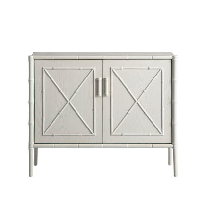Petit buffet Elstowe en imitation bambou, blanc ombré