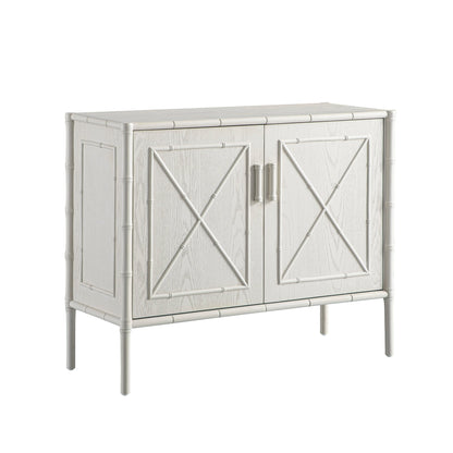 Petit buffet Elstowe en imitation bambou, blanc ombré