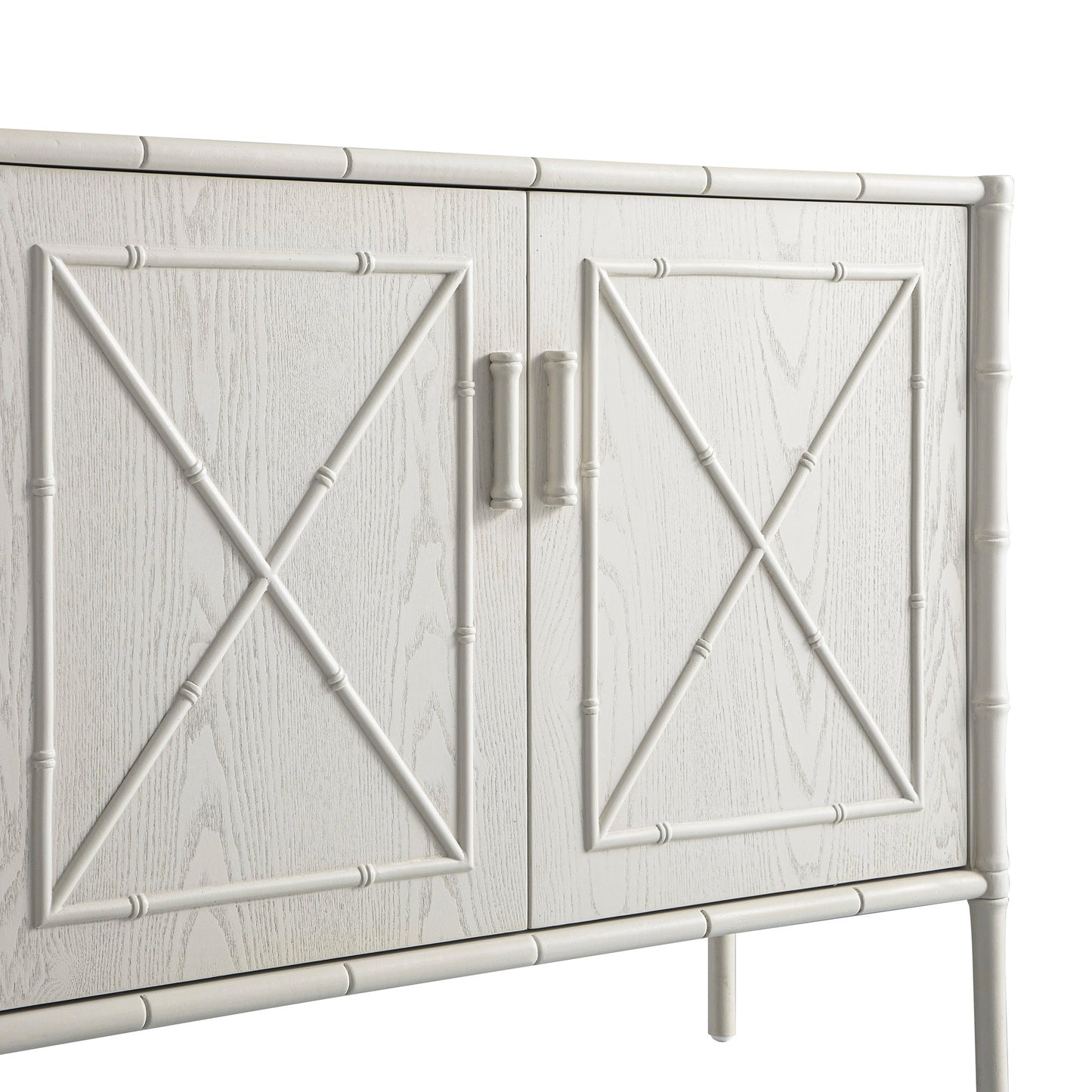 Petit buffet Elstowe en imitation bambou, blanc ombré