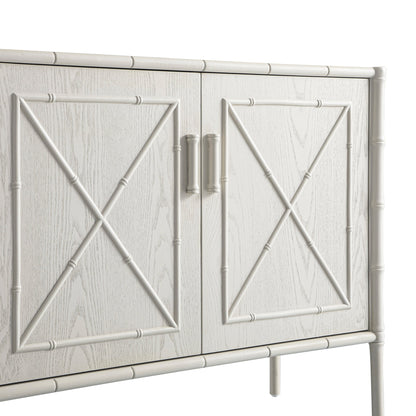 Petit buffet Elstowe en imitation bambou, blanc ombré