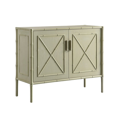 Petit buffet Elstowe en imitation bambou, vert sauge
