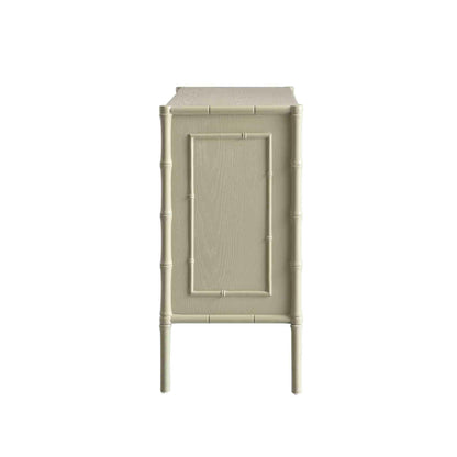 Petit buffet Elstowe en imitation bambou, vert sauge