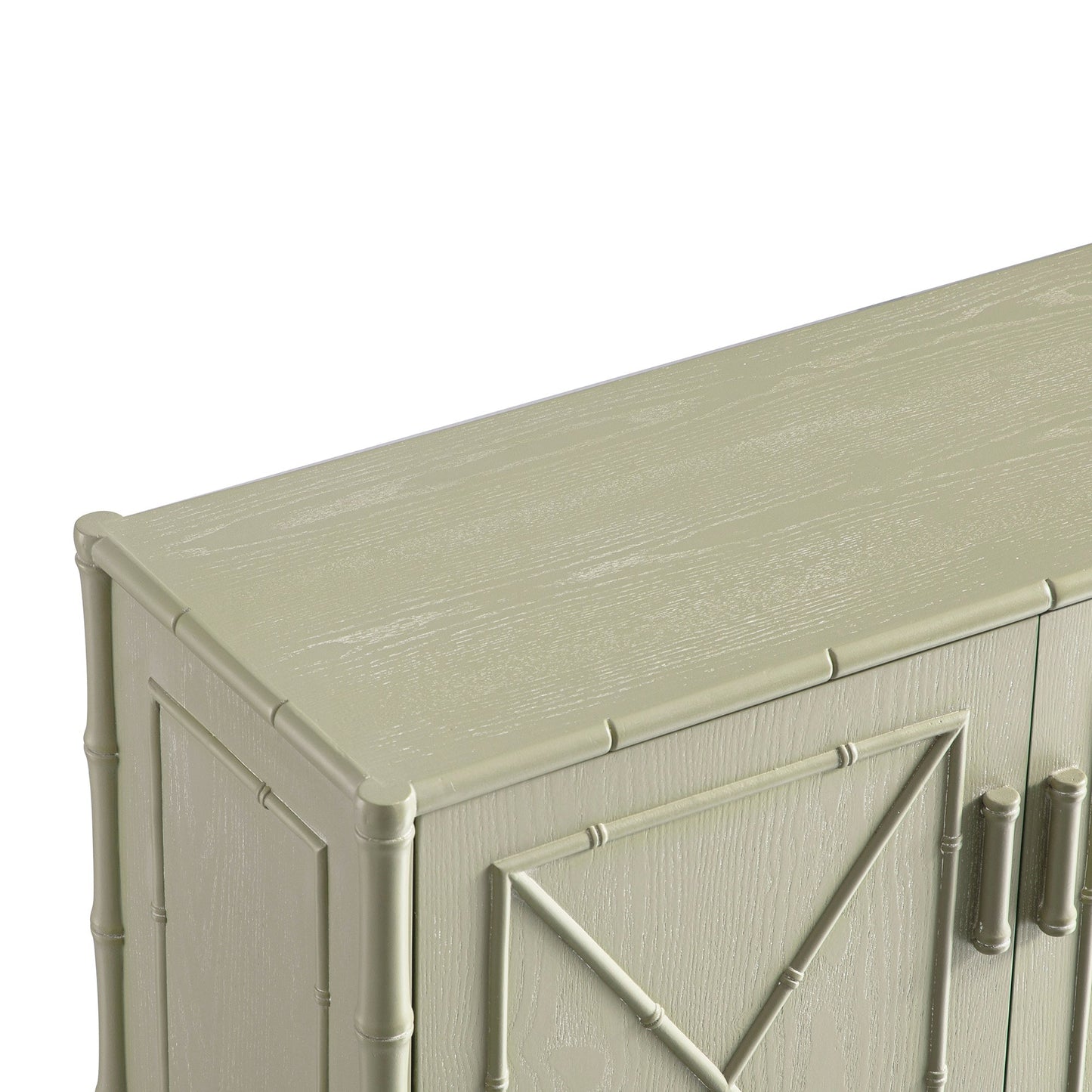 Petit buffet Elstowe en imitation bambou, vert sauge