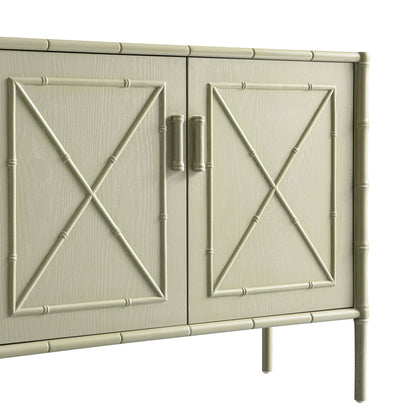 Petit buffet Elstowe en imitation bambou, vert sauge