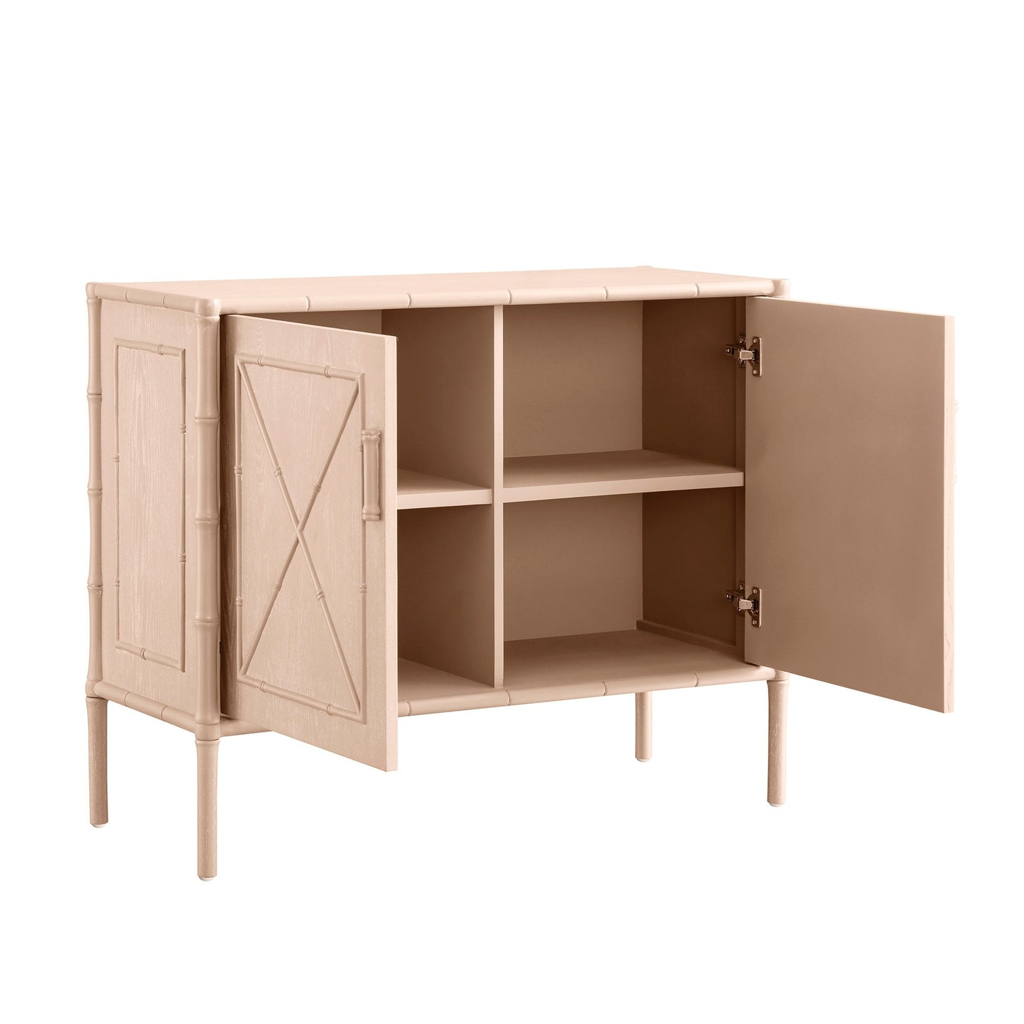 Petit buffet Elstowe en imitation bambou, rose nude