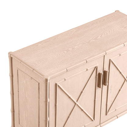 Petit buffet Elstowe en imitation bambou, rose nude