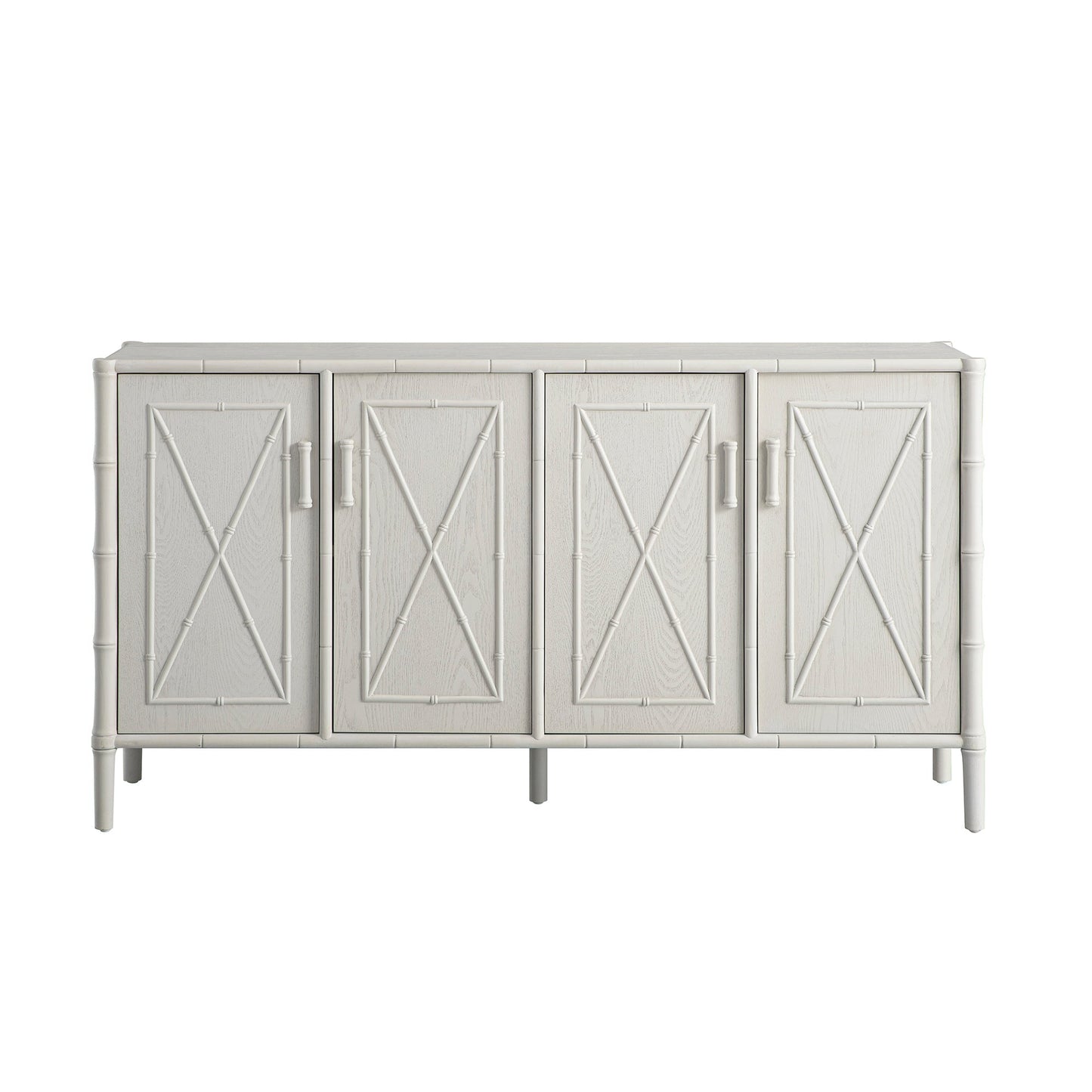 Grand buffet Elstowe en imitation bambou, blanc ombré