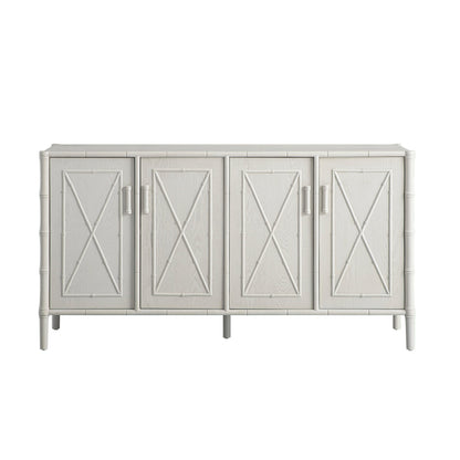 Grand buffet Elstowe en imitation bambou, blanc ombré