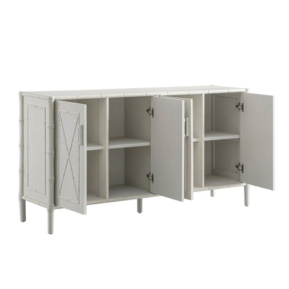 Grand buffet Elstowe en imitation bambou, blanc ombré